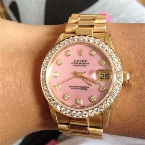 gold rolex watch with pink face|women's pink face rolex.